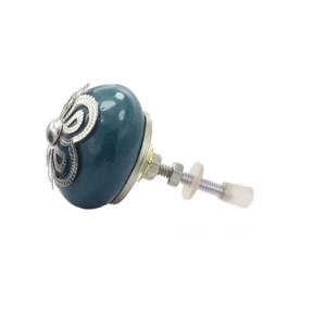 Boutons en céramique filigrane argent industriel couleur sarcelle poignée de tiroir tire pour chambre cuisine salon armoire utilisation - Product Image 2