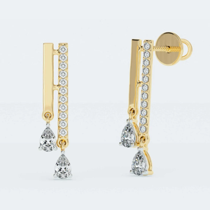 10k or massif rond et poire coupe laboratoire cultivé diamant boucles d'oreilles vis arrière boucles d'oreilles laboratoire diamant Halo boucles d'oreilles CVD diamant - Product Image 1