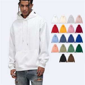 Printemps Automne Street Style Tenues Casual Wear Unisexe Poids Lourd Surdimensionné Couleur Unie Pull Drop Shoulder Hoodies - Product Image 1