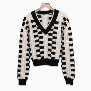 ODM Supply Women's Elegant <b>Vintage</b> Style Winter Pullover <b>Sweater</b> Comfortable Knitwear with V-Neck Design - Product Image 1