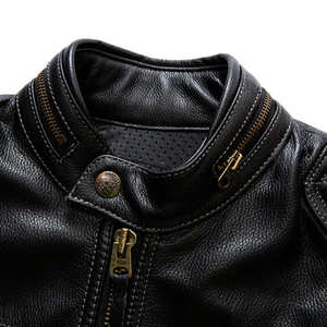 Chaqueta Bomber para Hombre, Estilo Motociclista, Informal, Larga, Delgada, con Cuello Alto, Ajustada, Personalizada, Chaqueta de Motociclista - Product Image 6