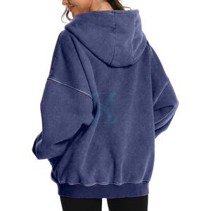 Fabricant personnalisé de sweats à capuche à fermeture éclair délavés à l'acide pour femmes vêtements professionnels et pile de pantalons de survêtement ensemble de tenues pour femmes taille OEM - Product Image 3