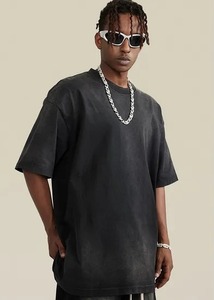 Camiseta Oversize de Algodón 100% con Lavado Ácido de Alta Demanda, 250 GSM, de Gran Gramaje para Hombre, Camisetas Vintage Lisas Personalizables con OEM - Product Image 5