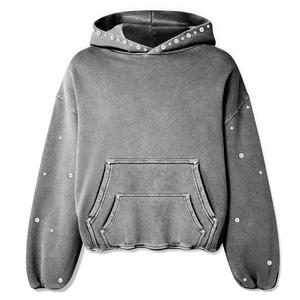Nouveau sweat à capuche oversize en molleton French Terry pour homme et femme avec impression numérique et design en strass lourd - Product Image 3