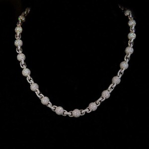 Collar de Cadena con Cuentas de Moissanita de Lujo, Joyería Hip Hop, Chapado en Rodio, Regalo para Fiestas Ortodoxas con Moissanita VVS - Product Image 1