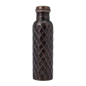 Wholesale Suppliers Pure Copper Water Bottle 1000 Ml Capacity Diamond Designed Water Bottle For Sale By Exporters