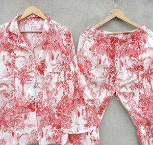 Pyjama fait à la main costume de nuit femmes costume de nuit pyjama ensemble, vêtements de salon de luxe, costume de nuit en coton doux pj ensemble Pj ensemble coton indien - Product Image 4