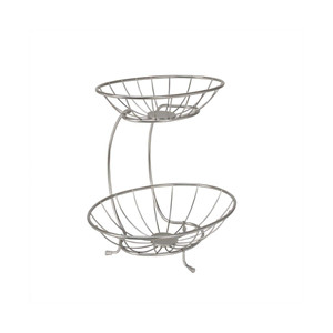 Panier à fruits en fer de haute qualité 2 niveaux pour la cuisine Design élégant support de panier à fruits 2 niveaux avec nickelé pour le rangement à domicile - Product Image 1
