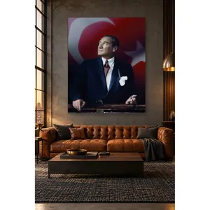 Impression sur toile Fida Burgundy Flag Background Atatrk avec perles de prière - Product Image 4