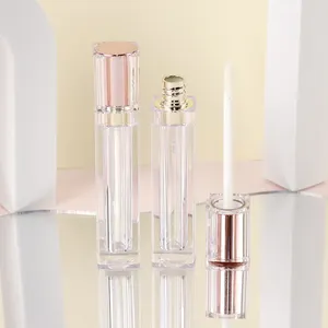 2024 Hot Sales Customize Clear Square Rose Gold Plastic Cute Lip Gloss Tubes Package