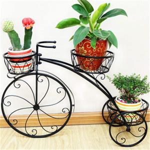 Nouveau support en métal de jardinière de conception de vélo pour 3 pots pour la maison et le jardin support de pot de fleur supports étagère en fer forgé. - Product Image 1