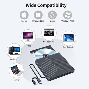 Dvdburner multifuncional para leitura de disco U, cartão SD, hub de cartão TF, unidade óptica externa de computador compatível com Win11/Linux - Product Image 3