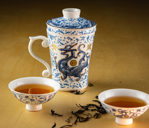 Juego de Tazas de Café de Porcelana Azul y Blanca Tradicional China, 5 Piezas con Diseño de Logotipo, Apto para Lavavajillas y Microondas, Juego de Regalo Empresarial - Product Image 6