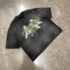 Fabricante personalizado 300gsm Heavyweight Mock Neck cuello grueso bordado Oversized Drop Shoulder Boxy camiseta recortada para hombres - Product Image 1