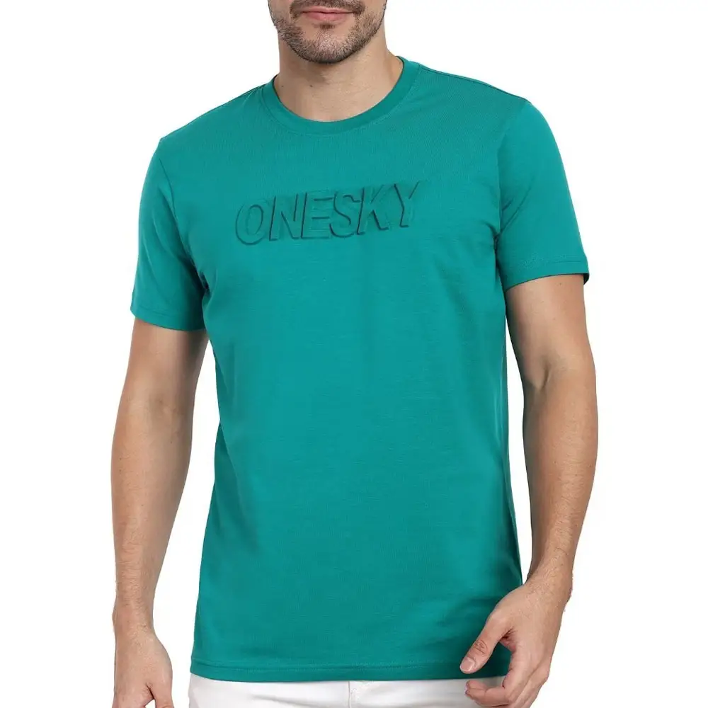 最新スタイルのオンライン販売エンボスTシャツリーズナブルな価格ファッショナブルな男性エンボスTシャツアパレル服エンボスTシャツ