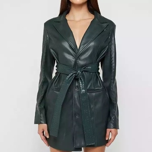 Manteau long en cuir d'agneau de bonne qualité pour femmes pour l'hiver Veste trench en cuir véritable à manches longues personnalisée - Product Image 4