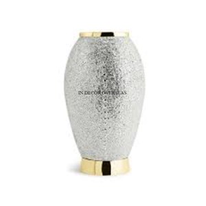 Jarrón de flores de Metal resistente pulido con espejo brillante de plata de aspecto magnífico con suministros de decoración del hogar superior e inferior chapados en oro - Product Image 1