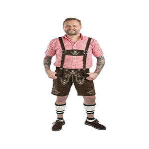 Pantalones cortos de cuero genuino personalizados para hombre, nuevo diseño, patrón tradicional de Oktoberfest decorado, pantalones cortos de tamaño 6XL - Product Image 3