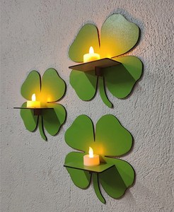 Yellow leaf clover wooden <b>shelf</b> wall mounted storage <b>shelves</b> for home hotels living room kitchen bathroom home decor accessories - Product Image 4