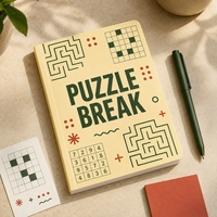 Cuaderno de Actividades LABON Personalizado A5, Juego de Rompecabezas, Laberinto, Desafío de Palabras y Números, Verde, Rojo Óxido, Naranja