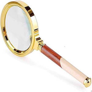 Poignée d'incrustation d'os avec loupe incurvée de feuille avec raccord en laiton finition nickel accessoires de bureau cadeaux - Product Image 4