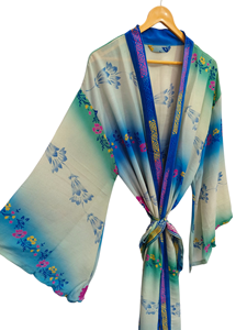 ชุดเดรสแขนยาวสำหรับใส่กลางคืนใส่ในฤดูร้อนชุดคลุมยาวทำด้วยมือจากผ้าไหมอินเดียวินเทจทำด้วยมือ - Product Image 3