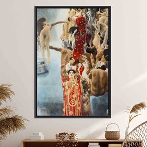 Décoration murale élégante Art Nouveau Klimt : Toile imprimée à plat, toile encadrée noire - Product Image 1