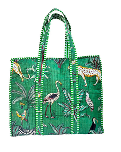 Sac fourre-tout matelassé en coton ATITHI ART avec fermeture éclair, emballé, durable, réutilisable, écologique, doux et rembourré pour le shopping, les voyages et l'usage quotidien - Product Image 1