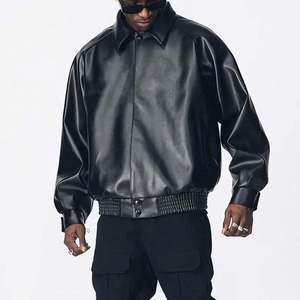 Fabricants de vêtements, veste en cuir véritable sur mesure, streetwear pour hommes, veste en cuir noir vintage, style streetwear surdimensionné, veste sur mesure - Product Image 3
