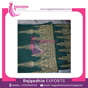 Tela de encaje francés verde oscuro bordado de lentejuelas nueva moda ropa africana para George Wrapper Silk Headtie lentejuelas verde oscuro - Product Image 2