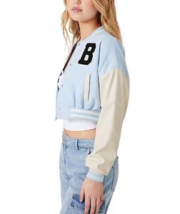 Best variety Stylish Women's Crop Varsity <b>Jacket</b> Long <b>Sleeve</b> <b>Short</b> Length Casual Wear warm Varsity <b>jacket</b> - Product Image 2