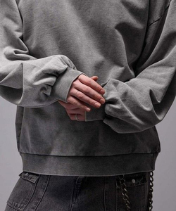 Oversize Hoodies <b>Sweatshirt</b> New Style Crew Neck Street Wear Blank Pullover <b>White</b> Crewneck Cotton Oversize <b>Men</b> Wearing - Product Image 5