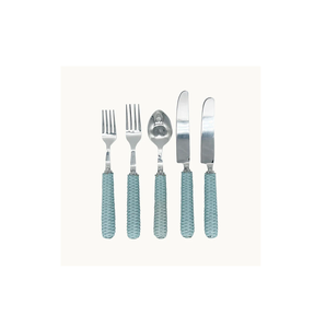 Stainless Steel Cutlery <b>Spoon</b> Rattan Handles High Standing with Rattan Handle Stainless Steel Cutlery Set - Product Image 5