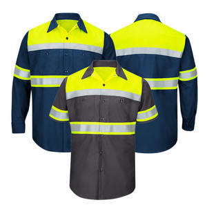 Polo à manches longues en polyester haute visibilité, vêtements de travail réfléchissants, chemises de sécurité pour hommes - Product Image 5