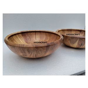 Tazón de madera de Acacia Natural hecho a mano, cuenco caliente de madera para fruta y ensalada, tazón de servicio de alta calidad a la moda para hotel y restaurante - Product Image 3