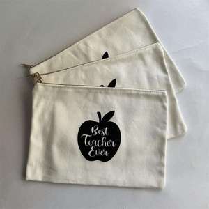 Pochette en toile de coton imprimée avec logo personnalisé en gros étui cadeau organisateur uni pour crayon pour trousse de toilette maquillage de voyage trousse à cosmétiques - Product Image 6