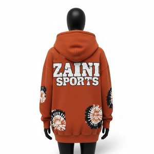 Sudadera con Capucha para Mujer, Gruesa, 320 GSM, Felpa de Algodón Cepillado, Color Óxido, Diseño de Paneles Tie-Dye, Logotipo Personalizado, Sudaderas Básicas - Product Image 2