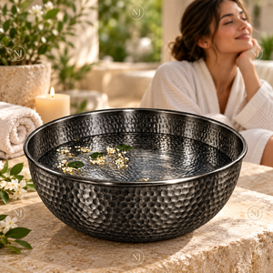 Bassin de pédicure rond en cuivre noir martelé, bol de spa pour les pieds, baignoire de trempage pour salon professionnel - Product Image 6
