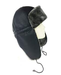 หมวกนักบินนักดักหิมะ, หมวกขนสัตว์นุ่มสีดำ - Product Image 1