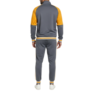 Chándal Personalizado para Hombre, Gris y Naranja, Manga Raglán, Chaqueta con Cierre Completo, Dos Piezas, Ropa Deportiva para Gimnasio y Entrenamiento, OEM - Product Image 2