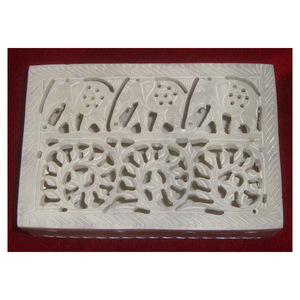 Exclusive Design Natural Floral Soapstone Carving Work Display Storage Wedding Gift Boxes For Decoration Use Jewellery Package