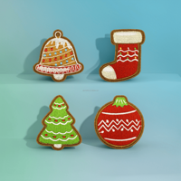 Appliques brodées thermocollantes en toile avec motifs de Noël pour sacs, chapeaux et vêtements