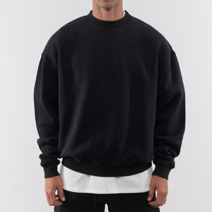 เสื้อครอปสำหรับผู้ชายเสื้อสเวตเตอร์คอกลมผ้าฝ้าย100% มีฮู้ดโอเวอร์ไซส์ออกแบบได้ตามต้องการ - Product Image 5