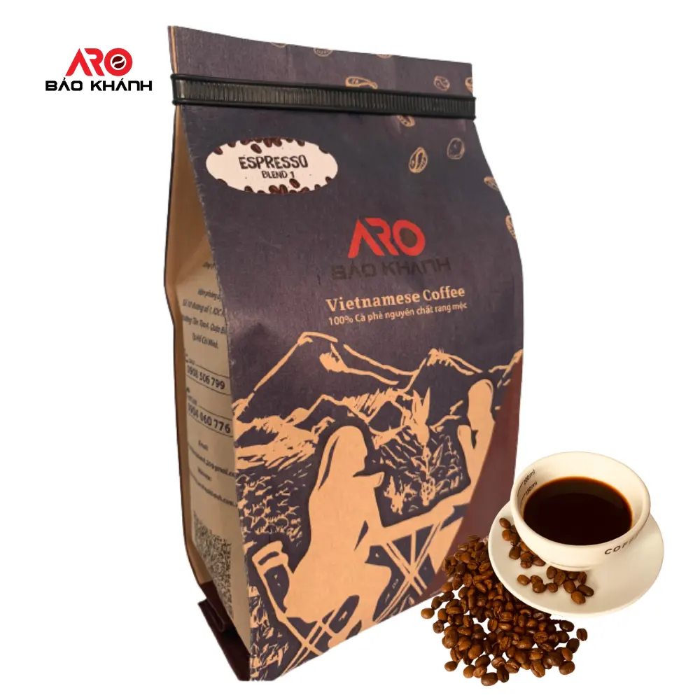 OEM-Produkt Arabica Blend Vietnam Ganze Kaffeebohne 0,25 kg-Starker Duft, bitter, schokoladen reine geröstete Kaffeebohnen