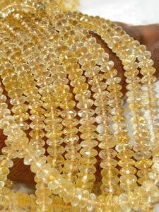 Quartz Citrine Jaune Naturel Coupe Allemande En Forme De Disque À Facettes Rondelle Perles Taille 7 À 8mm Pouces Strand - Product Image 2