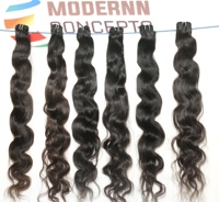 Extensions de cheveux humains 100% vierges indiens Remy, ondulés, non traités, noir naturel, en paquet, 100g, double trame machine, lâches