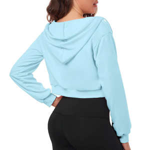 Otoño Invierno Carta Eslogan Impreso Sudadera con capucha Bolsillo de canguro Cordón Impreso Crop Top Sudadera con capucha - Product Image 4