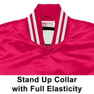 Vestes universitaires nostalgiques Letterman Baseball Blouson bombardier en satin rose vif avec doublure matelassée de qualité supérieure pour un style classique - Product Image 3
