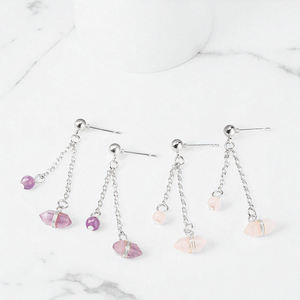 Pendientes de piedras preciosas semipreciosas de corte hexagonal con gota de Plata de Ley 925 certificada S925 delicada de moda para mujer - Product Image 1