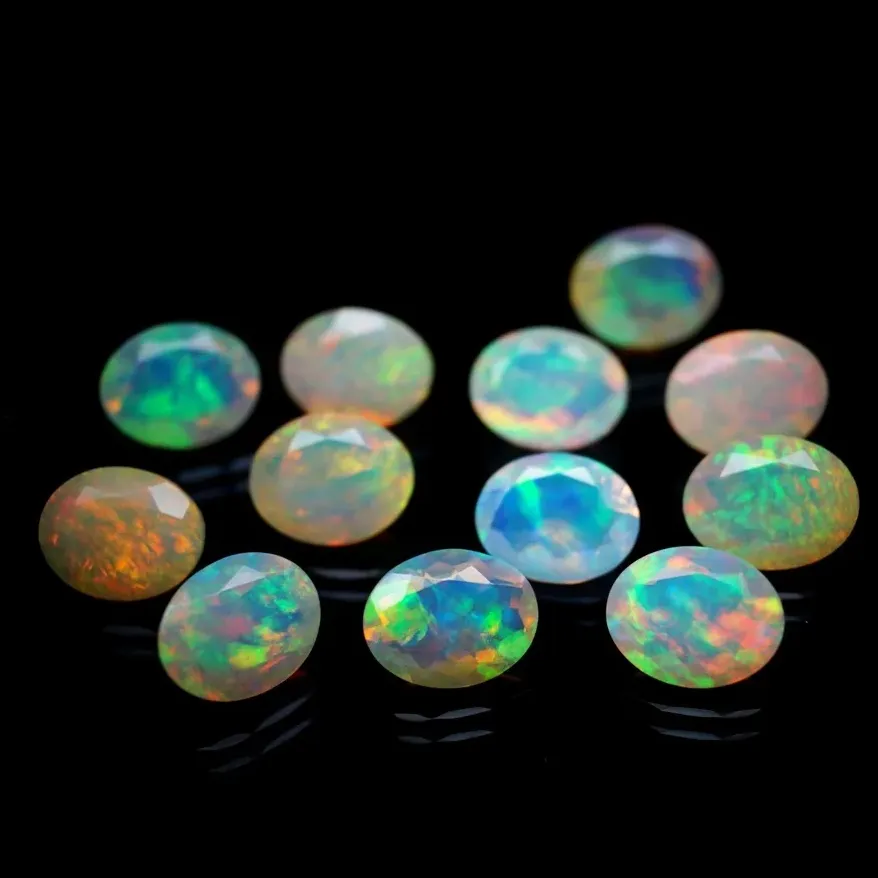 Natural Ethiopian Opal Gemstone Lot Oval Cut Faceted Welo Fire Opal Gemstone Nice Opal From Ethiopia Size 8x6 mm